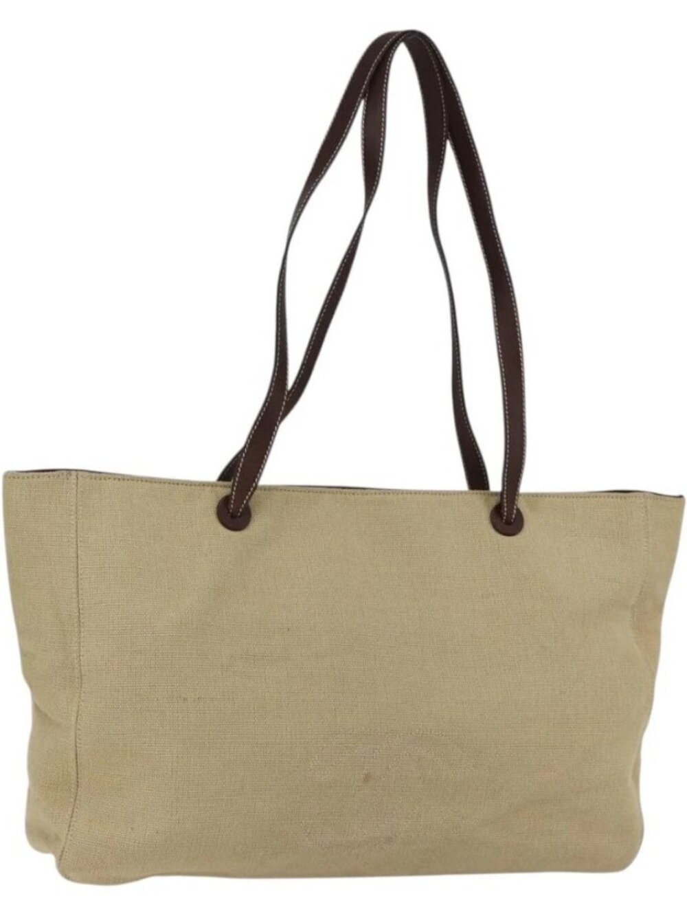 CHANEL Tote Bag Canvas Beige Gold CC Auth bs33123